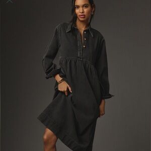 Seen Worn Kept Long-Sleeve Denim Midi Dress. Size 14. EUC.